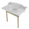 Kingston Brass 36 Carrara Marble Console Sink with Stainless Steel Legs, Marble WhiteBrushed Brass LMS3622M87ST - alternate 1